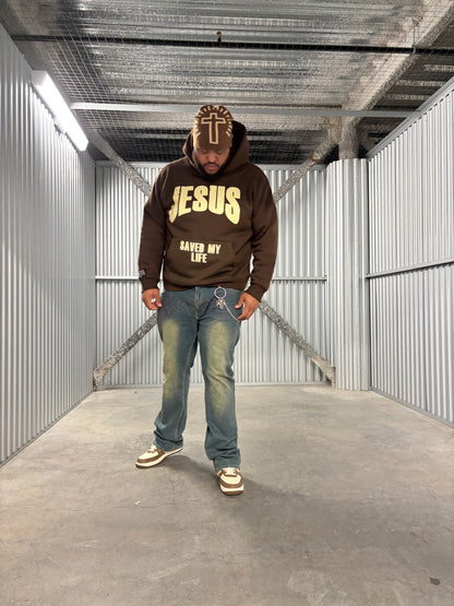 Jesus Saved My Life (Heavyweight hoodie)brown